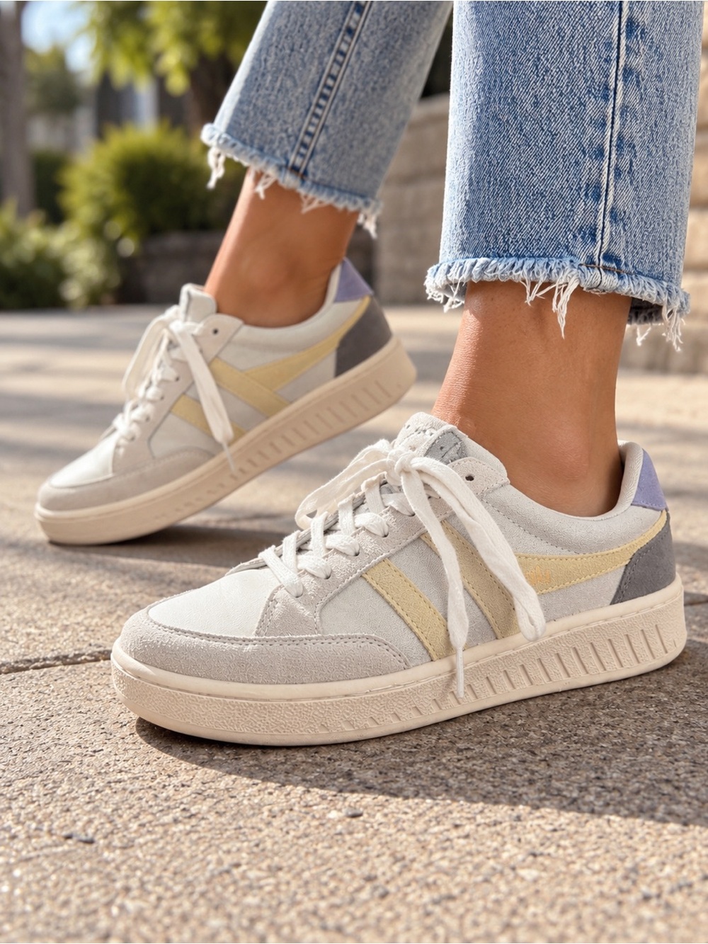 Gola Women's Cream Sneakers with Yellow & Gray Accents